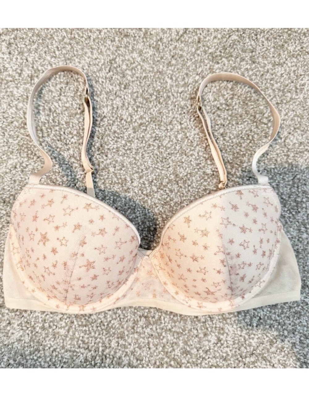 Victorias Secret Dream Angels Bra 32D Glitter Star Coquette Romantic ShimmerWear